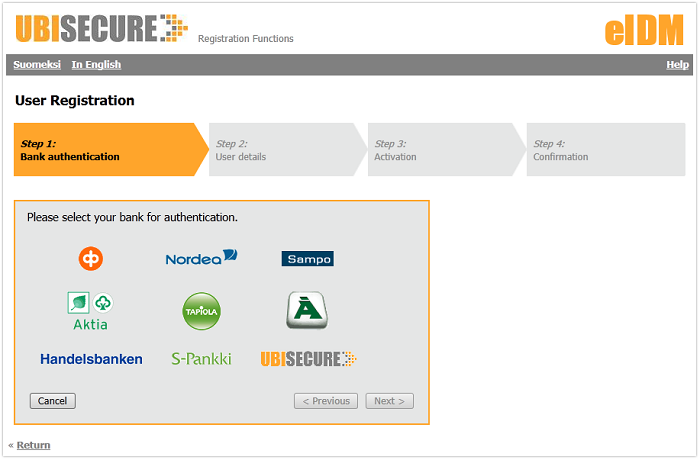 Organization User Registration, Step 1: Authentication